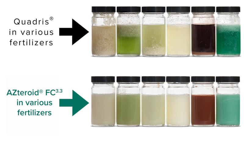 AZteroid vs Quadris in various fertilizers TM