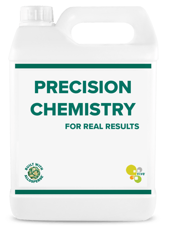 Jug with label that reads "Precision Chemistry: For Real Results"