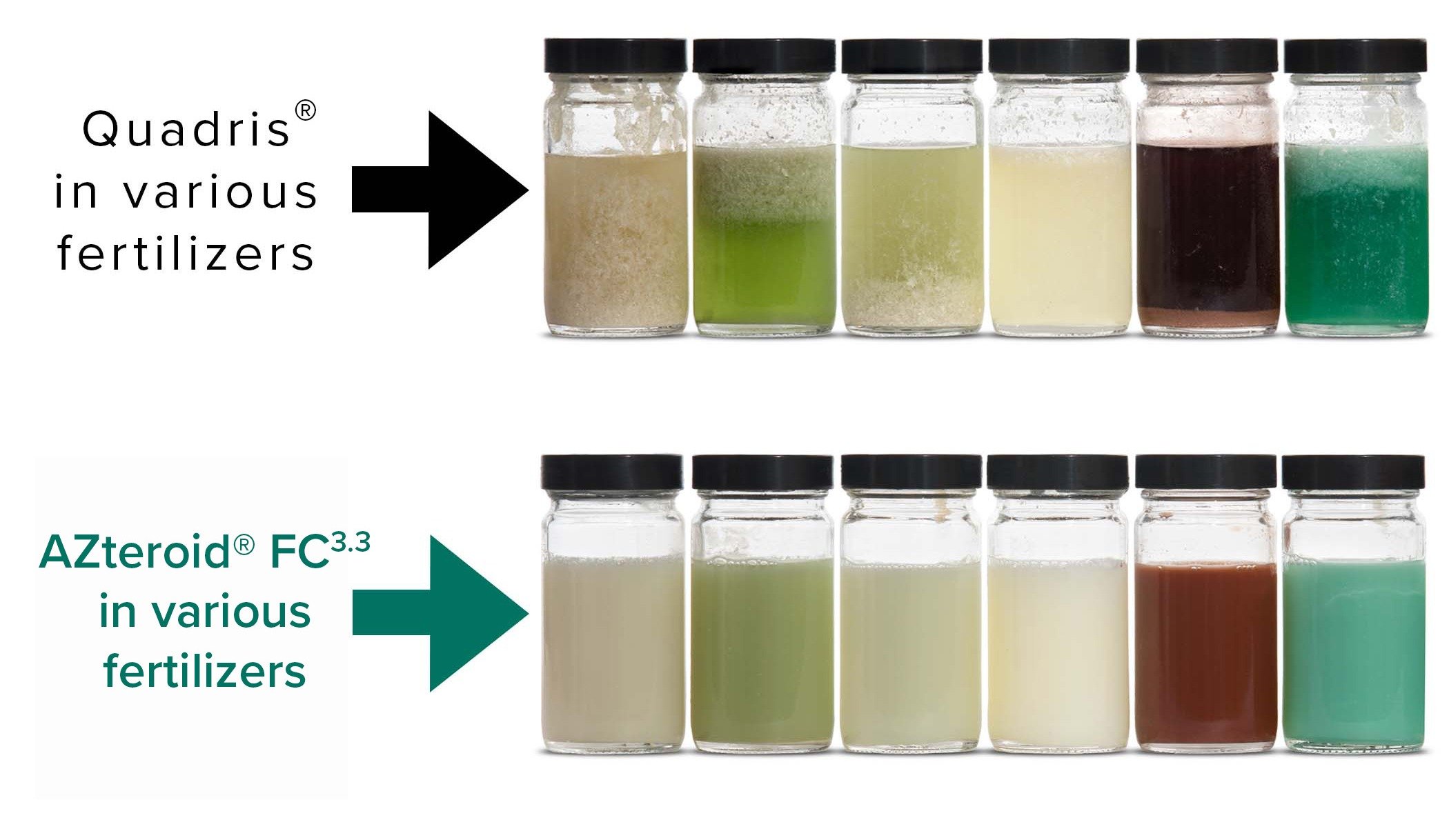 AZteroid vs Quadris in various fertilizers TM