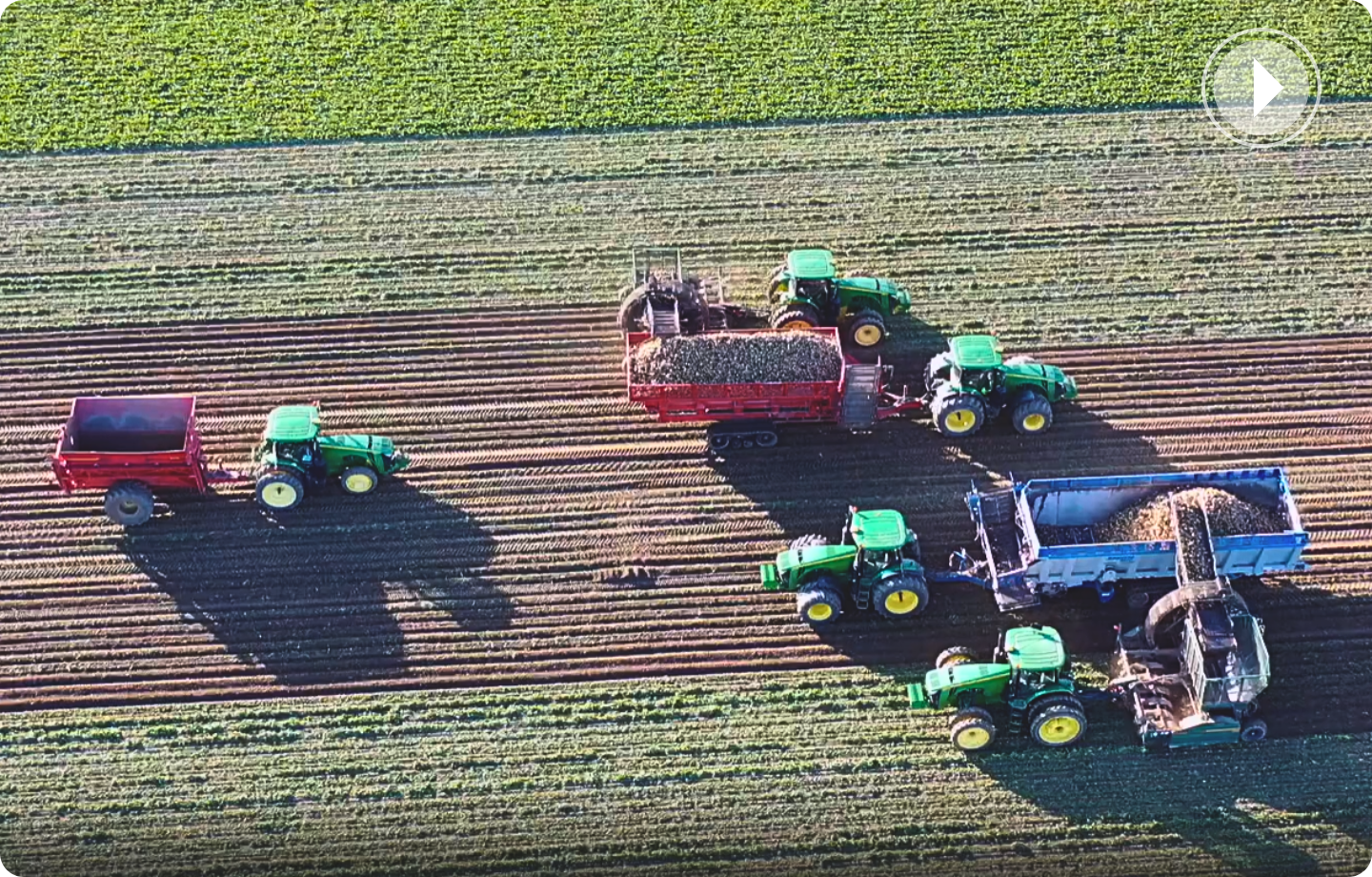Areal shot of tractors